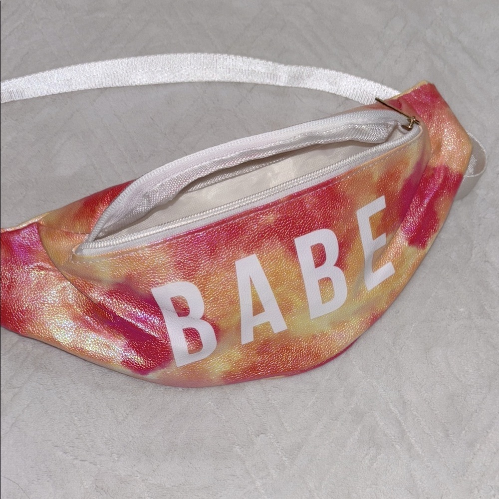 Iridescent 'Babe' Pink Tie Dye Fanny Pack